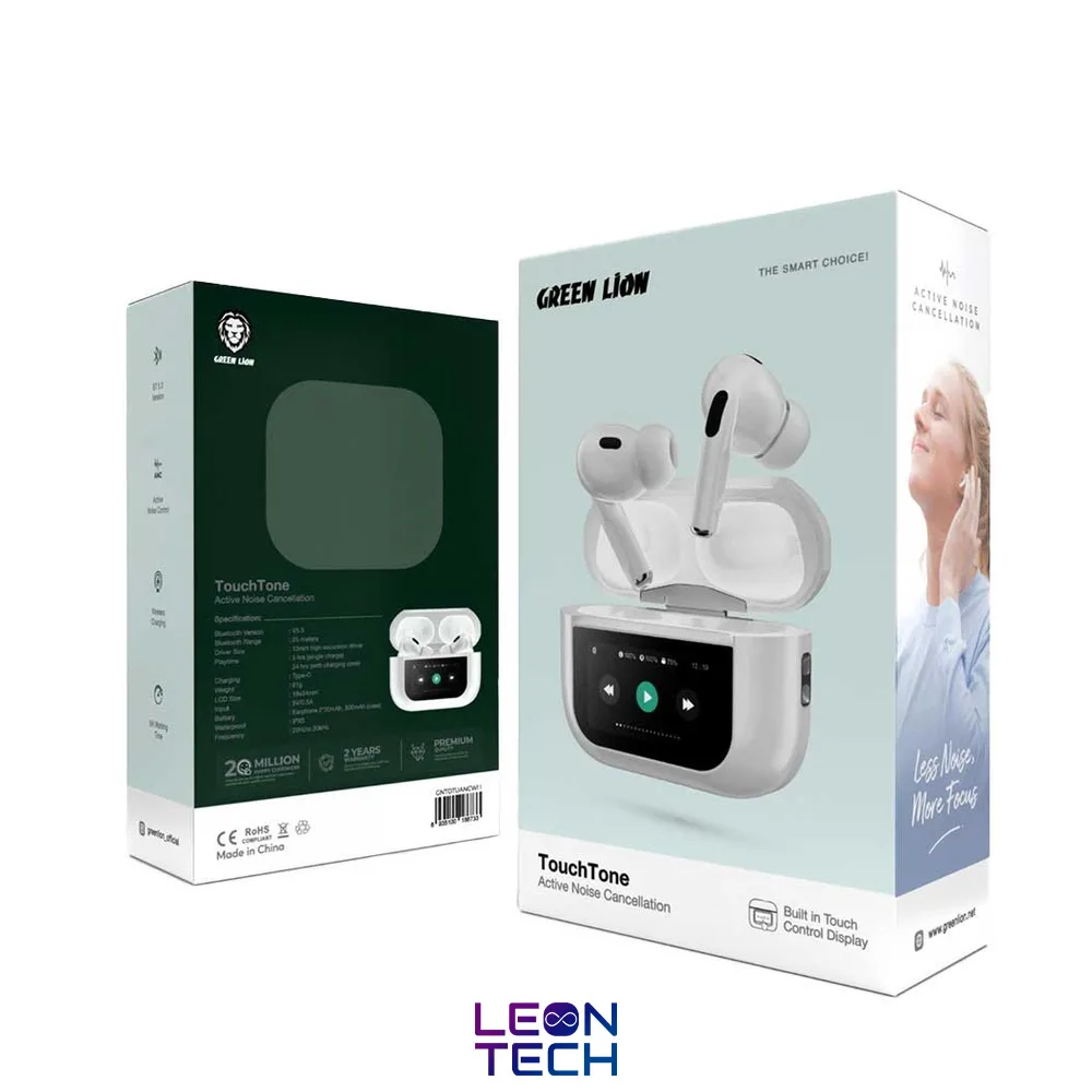 2 خرید هندزفری بی سیم گرین لاین مدل Green Lion TouchTone Lite ANC با کمترین قیمت - فروشگاه اینترنتی لئون تک